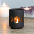 Small Black Triple Moon Cut Out Tealight Holder-Candle Holders