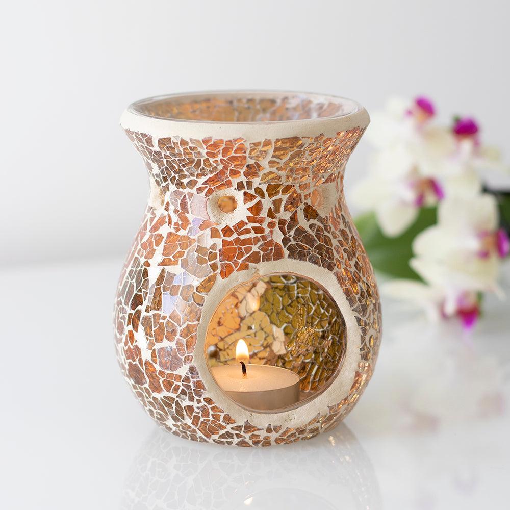 Small Brown Crackle Oil Burner-Oil Burners