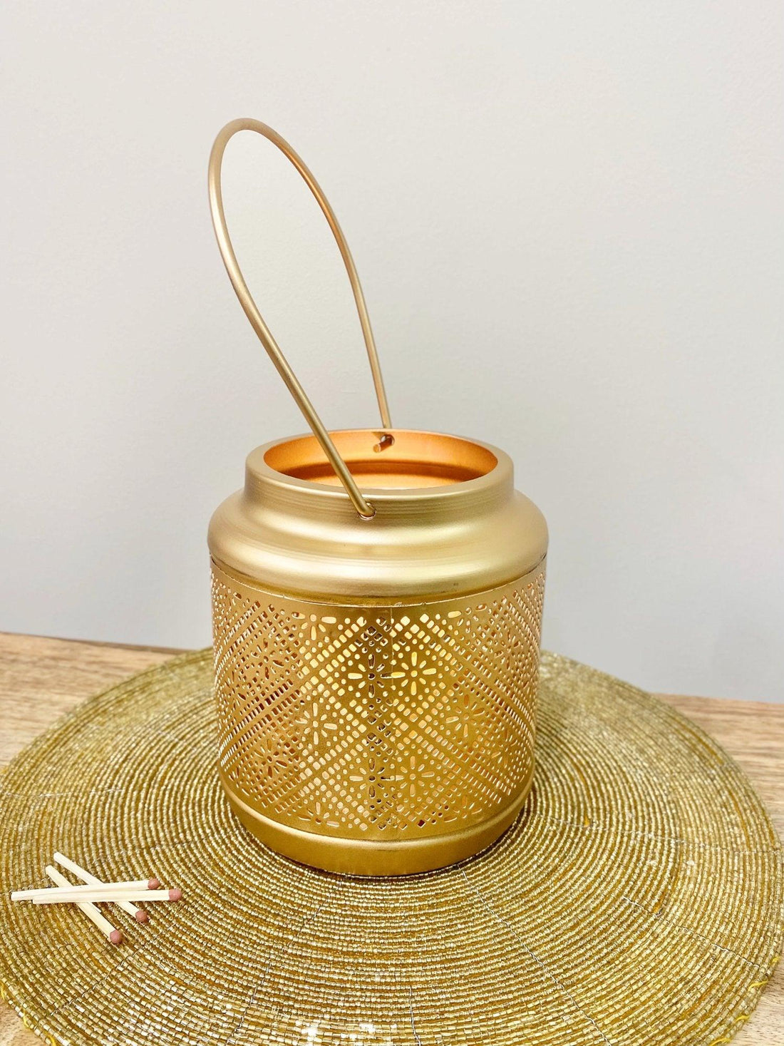 Small Copper Cut Out Design Lantern 27cm - £20.99 - Candle Holders & Plates 