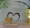 Small Double Heart On Wooden Base Ornament-Ornaments