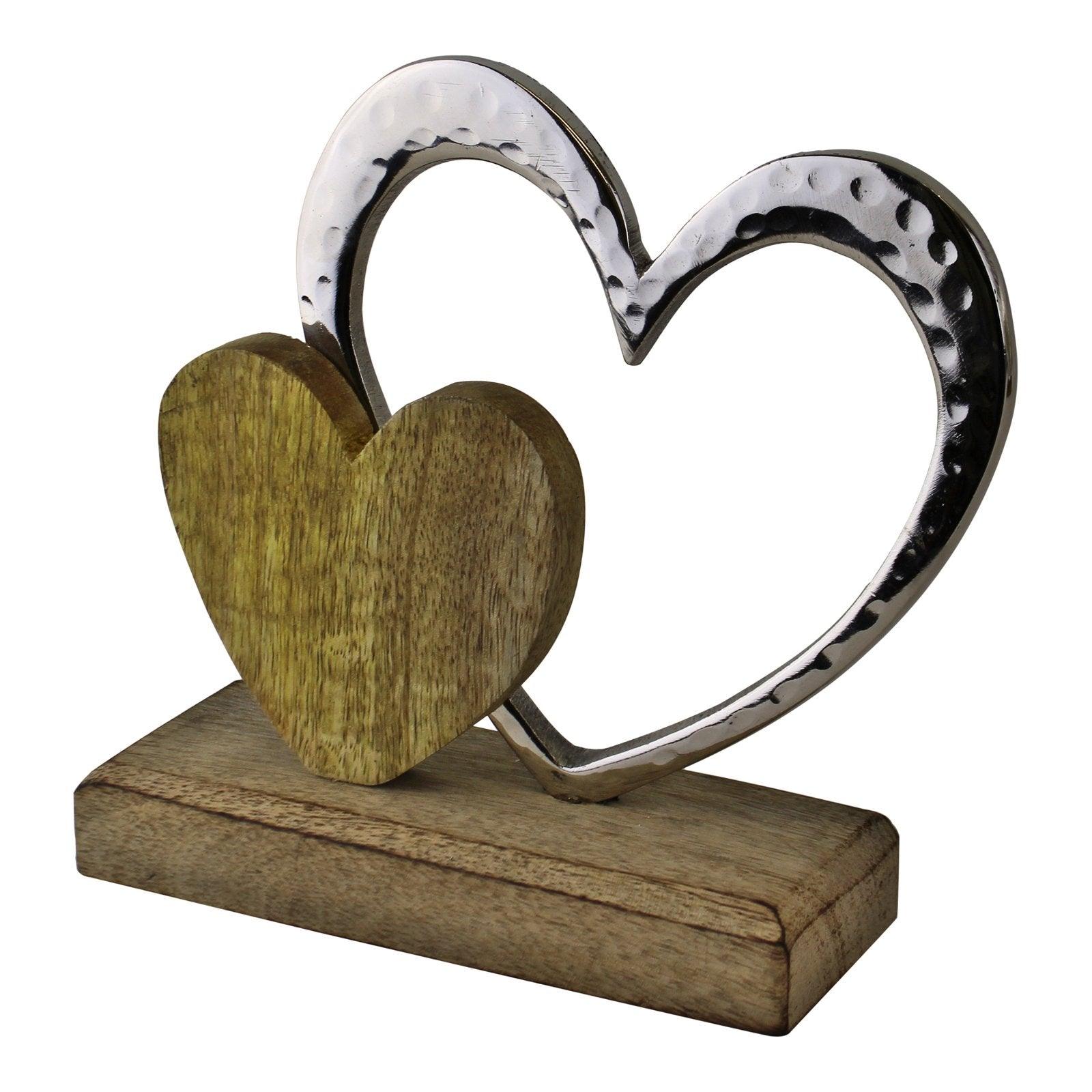 Small Double Heart On Wooden Base Ornament - £20.99 - Ornaments 