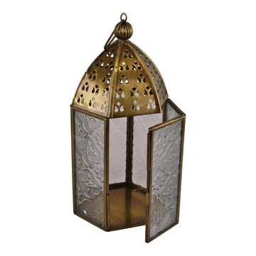 Small Gold Metal Moroccan Style Kasbah Candle Lantern - £27.99 - Candle Holders & Plates 