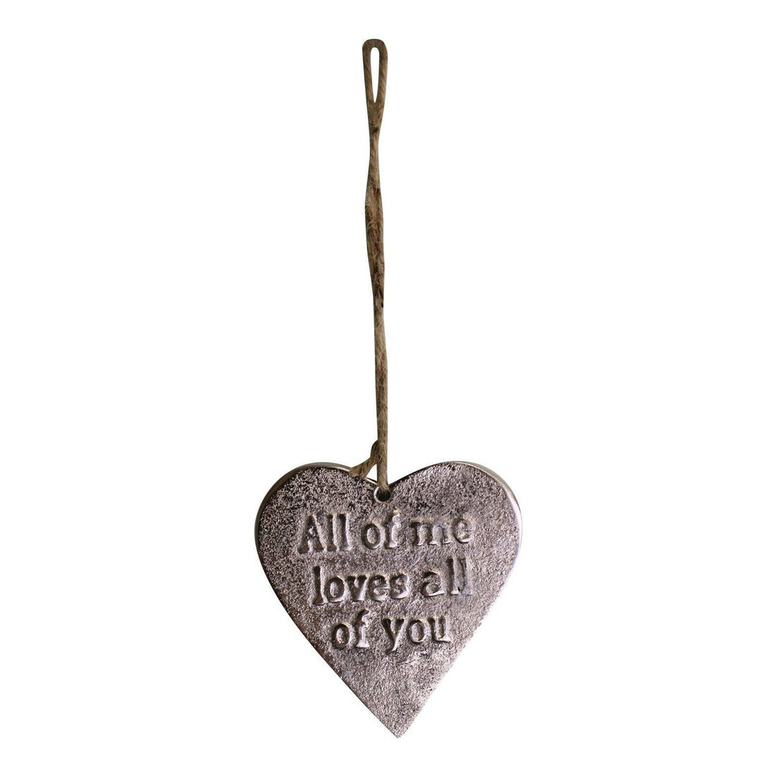 Small Hanging Silver Heart with Love Quote - £12.99 - Ornaments 