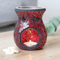 Small Red Crackle Glass Oil Burner-Oil Burners