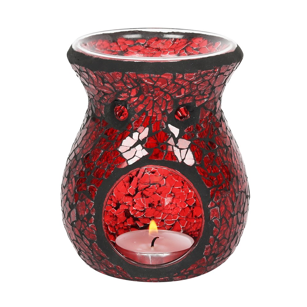 Small Red Crackle Glass Oil Burner - £15.99 - Oil Burners 