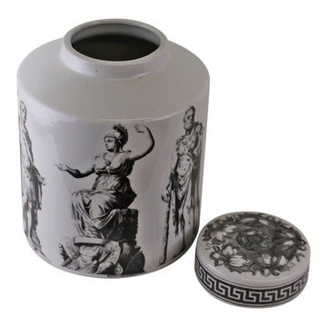 Small Round Grecian Style Porcelain Jar, Grecian Pottery - £52.99 - Ceramic Ornaments 