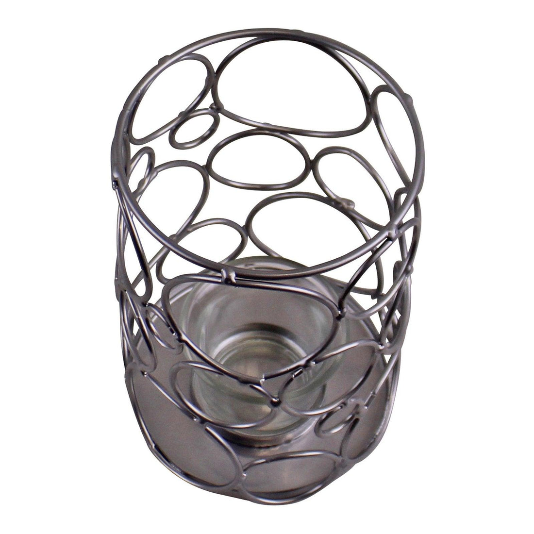 Small Silver Metal Abstract Design Candle Holder - £20.99 - Candle Holders & Plates 