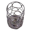 Small Silver Metal Abstract Design Candle Holder - £20.99 - Candle Holders & Plates 