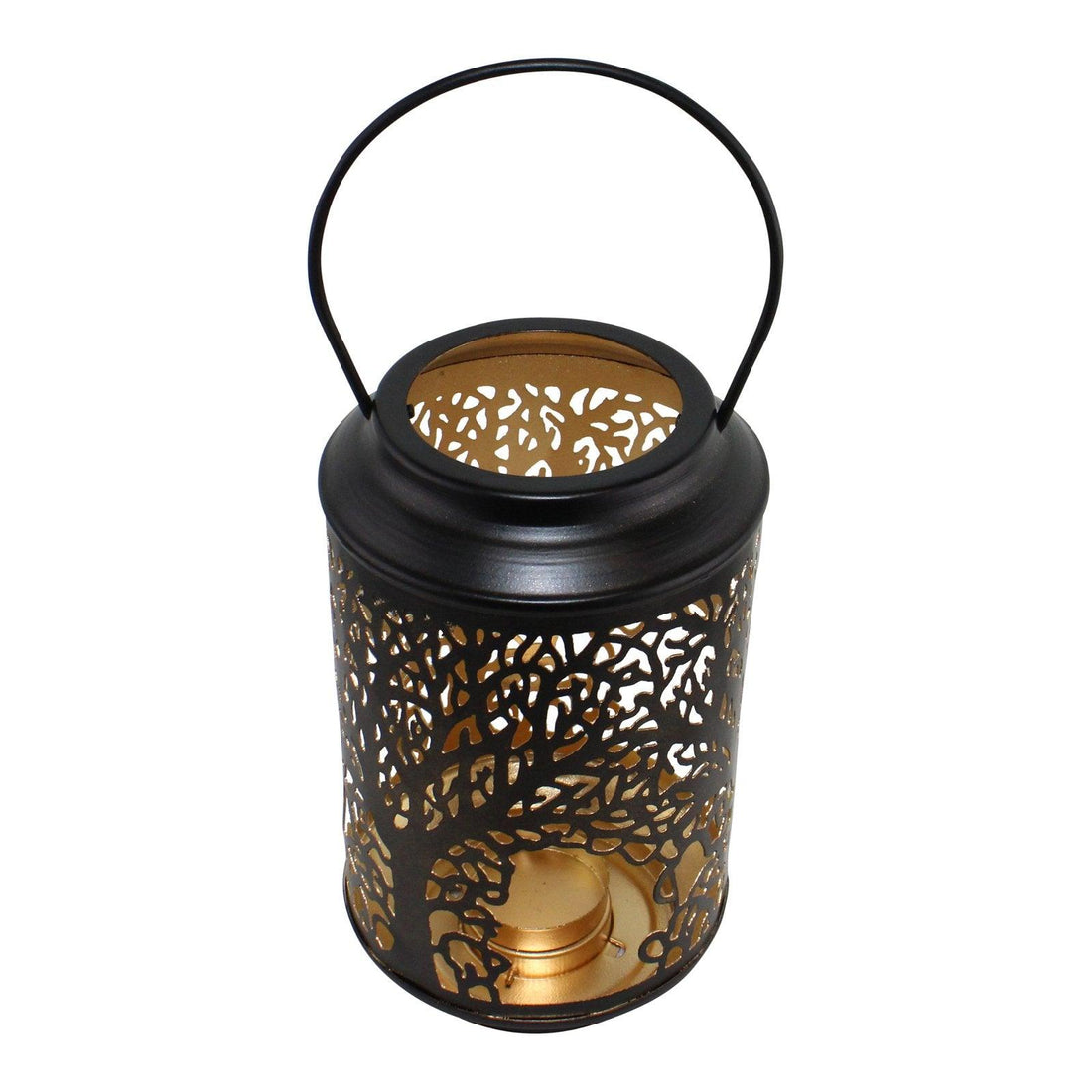 Small Tree Of Life Cutout Design Black Candle Lantern - £20.99 - Candle Holders & Plates 