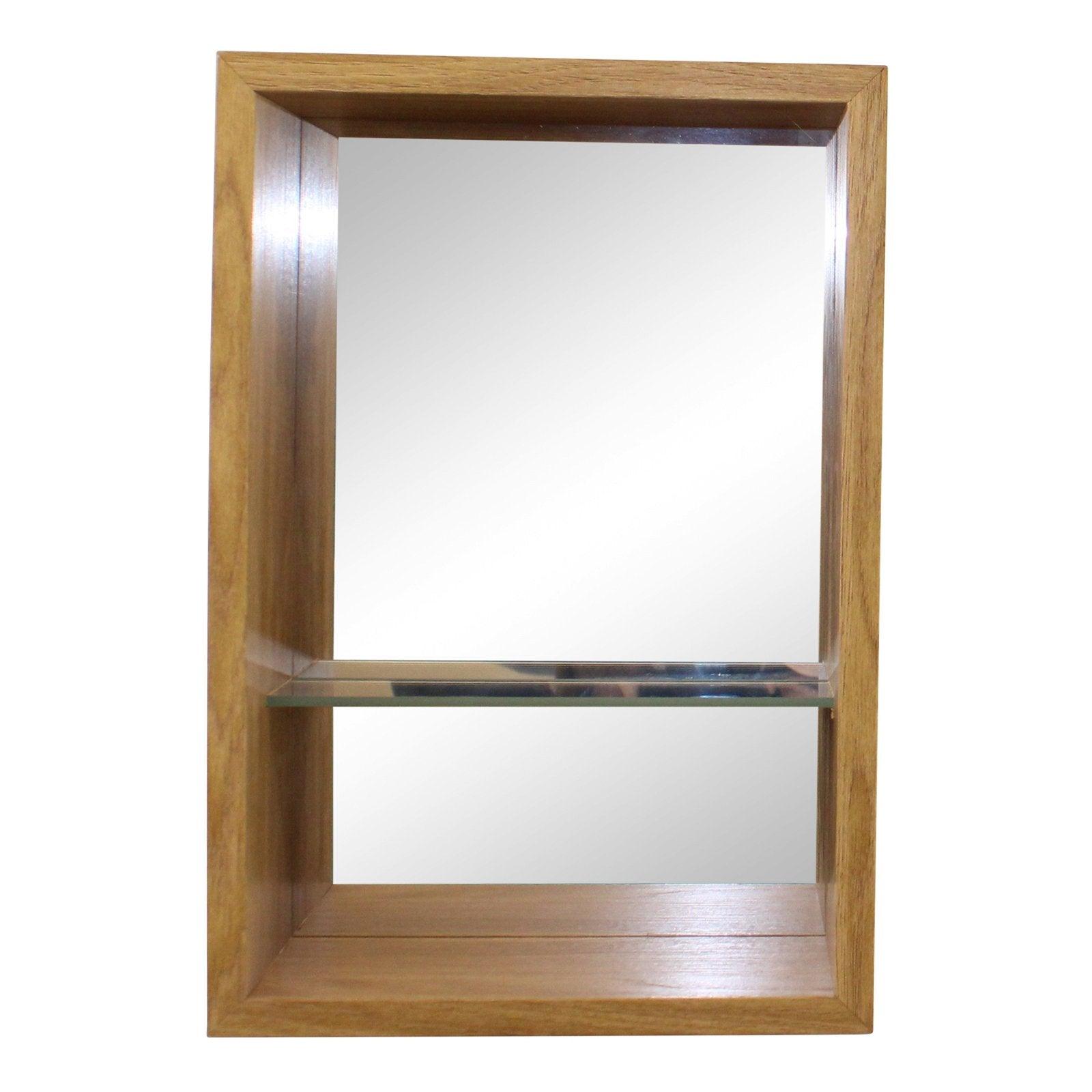 Small Veneered Mirror Shelf Unit, 31x21cm-Wall Hanging Shelving