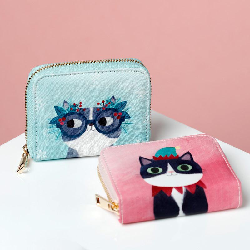 Small Zip Around Wallet - Angie Rozelaar Planet Cat Christmas-