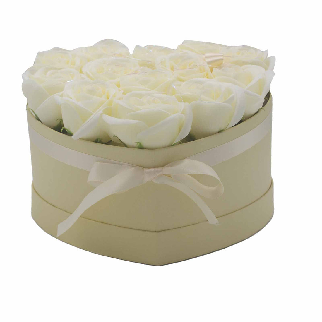 Soap Flower Gift Bouquet - 13 Cream Roses - Heart - £40.0 - 