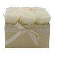 Soap Flower Gift Bouquet - 9 Cream Roses - Square-