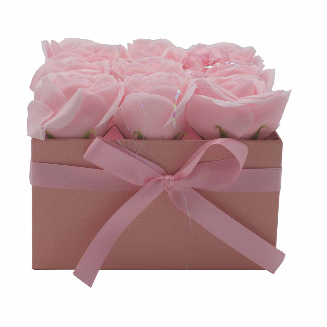 Soap Flower Gift Bouquet - 9 Pink Roses - Square - £37.0 - 