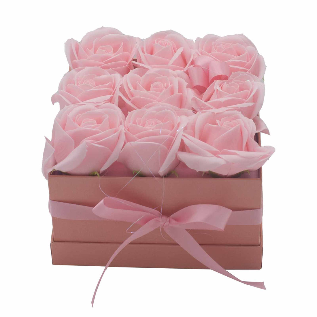 Soap Flower Gift Bouquet - 9 Pink Roses - Square - £37.0 - 