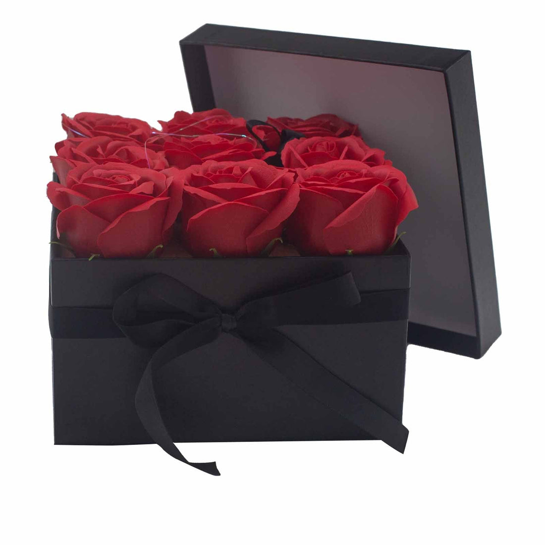 Soap Flower Gift Bouquet - 9 Red Roses - Square - £37.0 - 