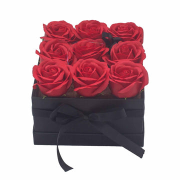 Soap Flower Gift Bouquet - 9 Red Roses - Square - £37.0 - 