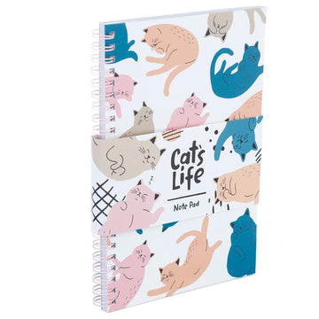 Spiral Bound A5 Lined Notebook - Cat's Life - £7.99 - 