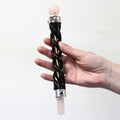 Spiral Carving Healing Wand - Copper Pipe Rock Quartz-