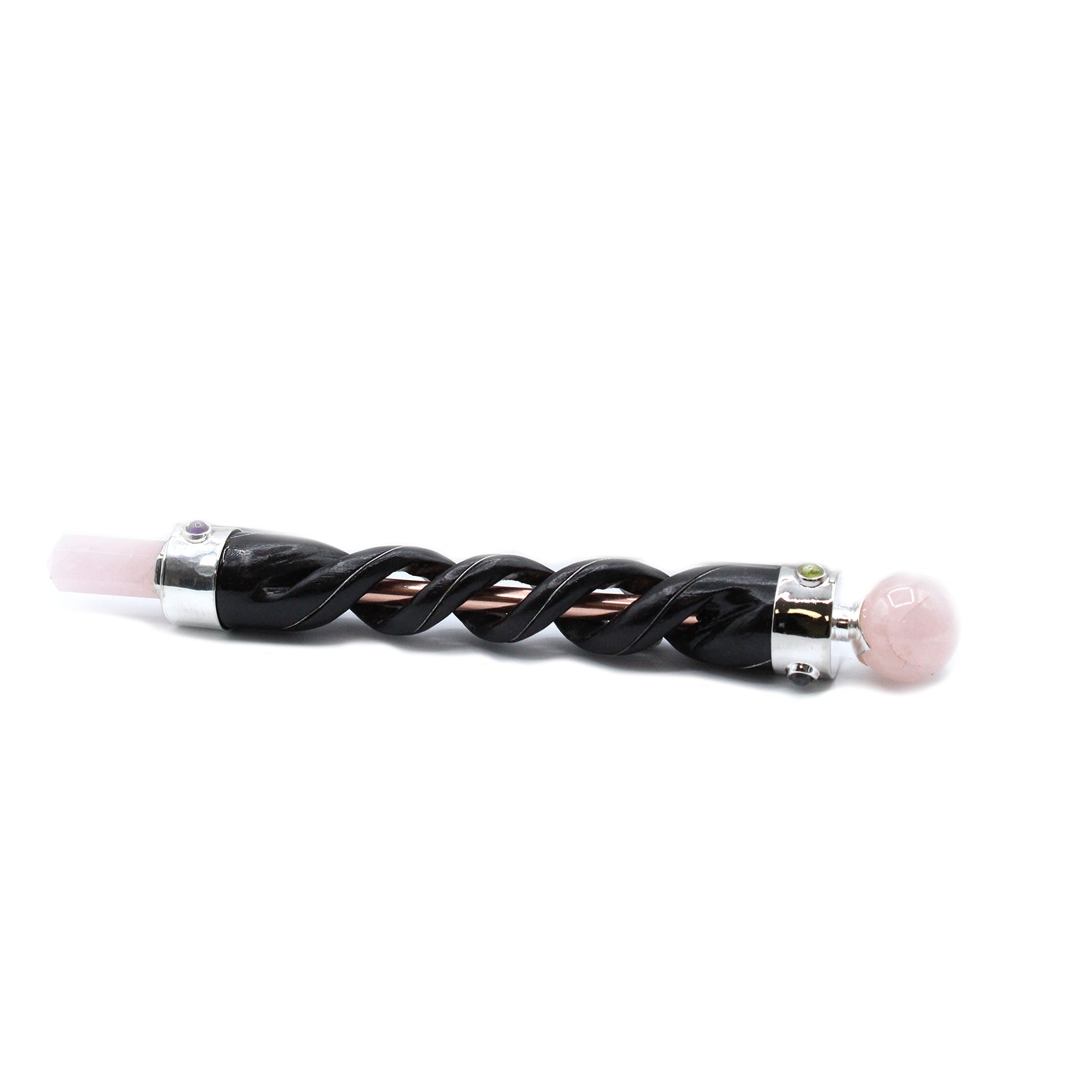 Spiral Carving Healing Wand - Copper Pipe Rose Quartz - £44.0 - 