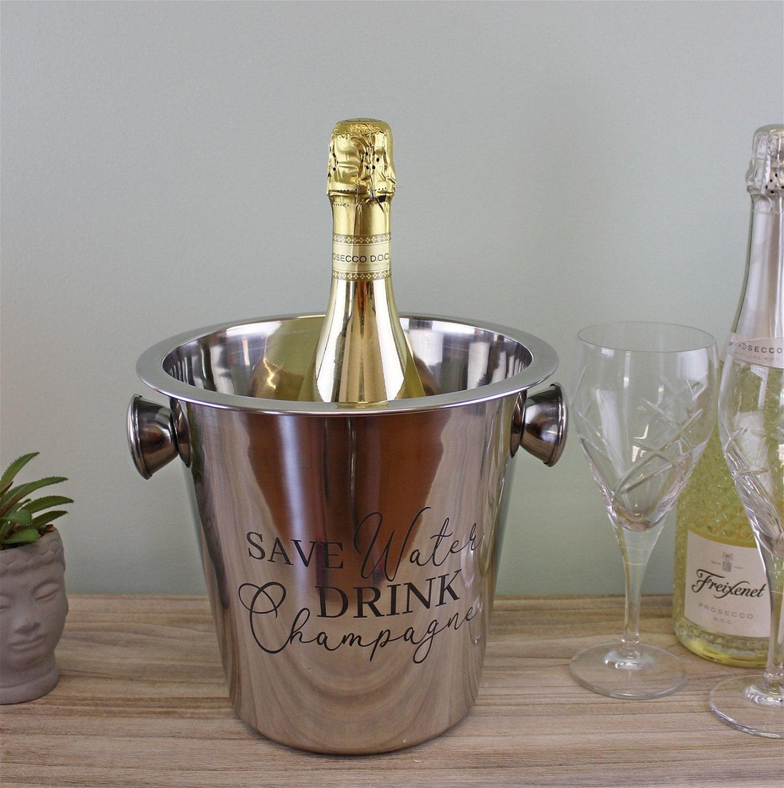 Stainless Steel Champagne Bucket With Handles - £28.99 - Wine Racks, Holders & Accessories 