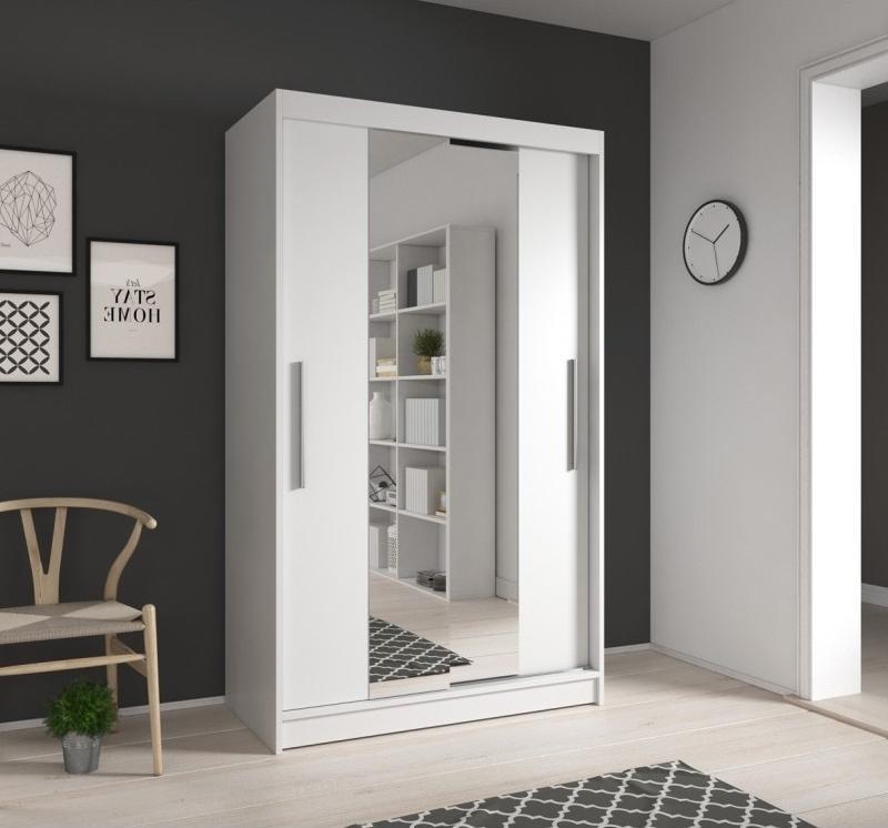 Neomi 01 Sliding Door Wardrobe 120cm in White Matt White Hinged Door Wardrobe 