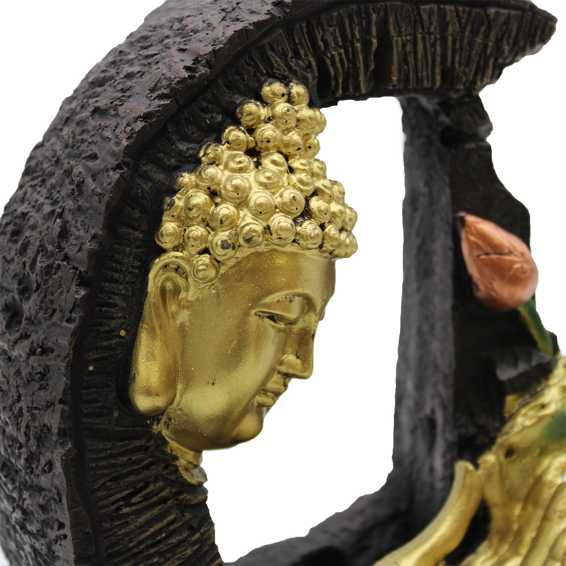 Tabletop Water Feature - 30cm - Golden Buddha & Lotus-