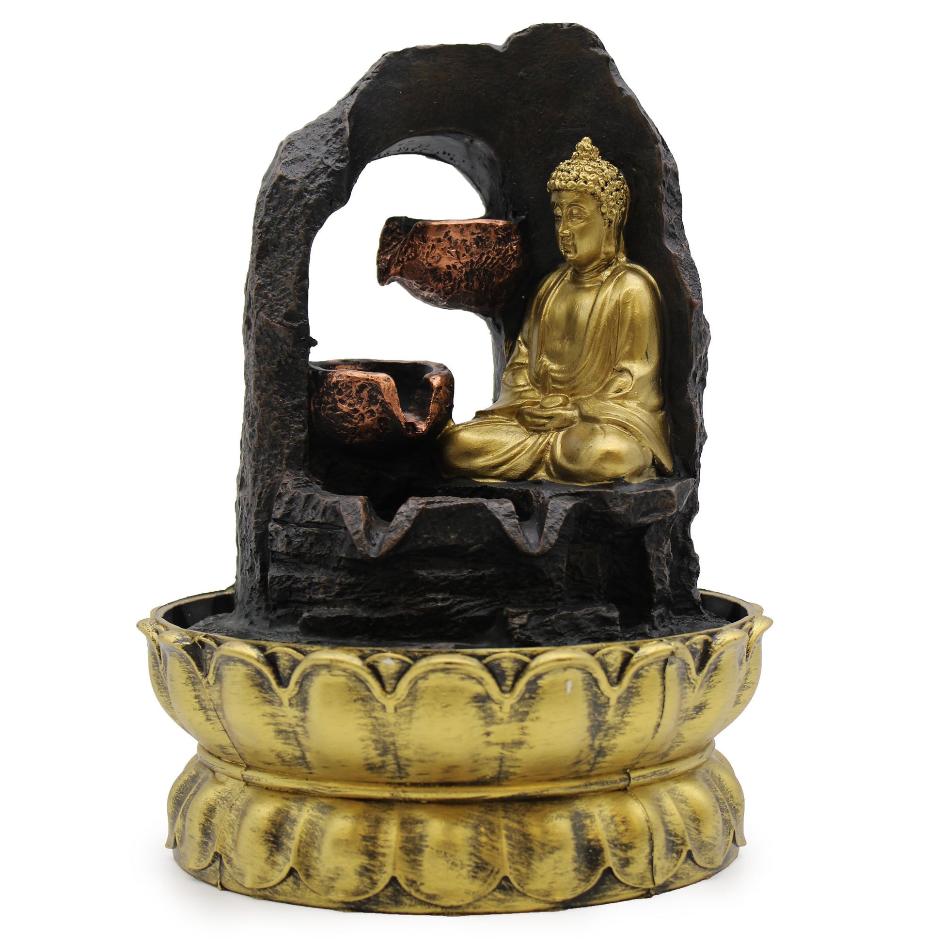 Tabletop Water Feature - 30cm - Golden Meditating Buddha - £54.0 - 