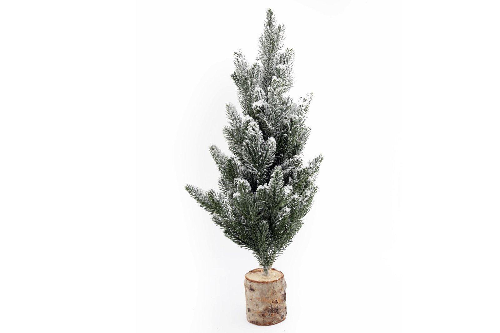 Tall Frosted Christmas Tree In Log 56cm-