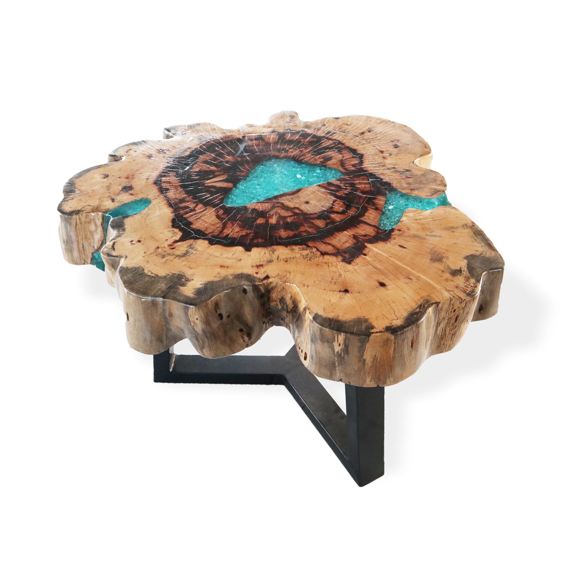 Tamarind and Resin Coffee Table - Aqua-