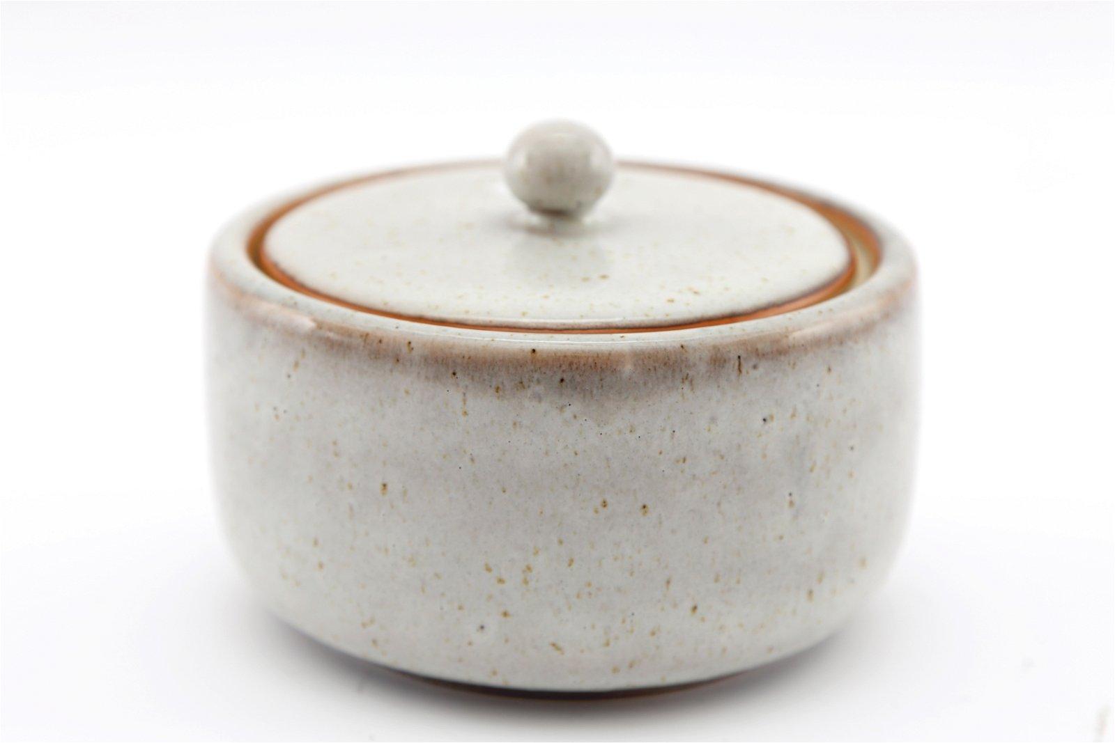 Taupe Ceramic Pot With Lid-