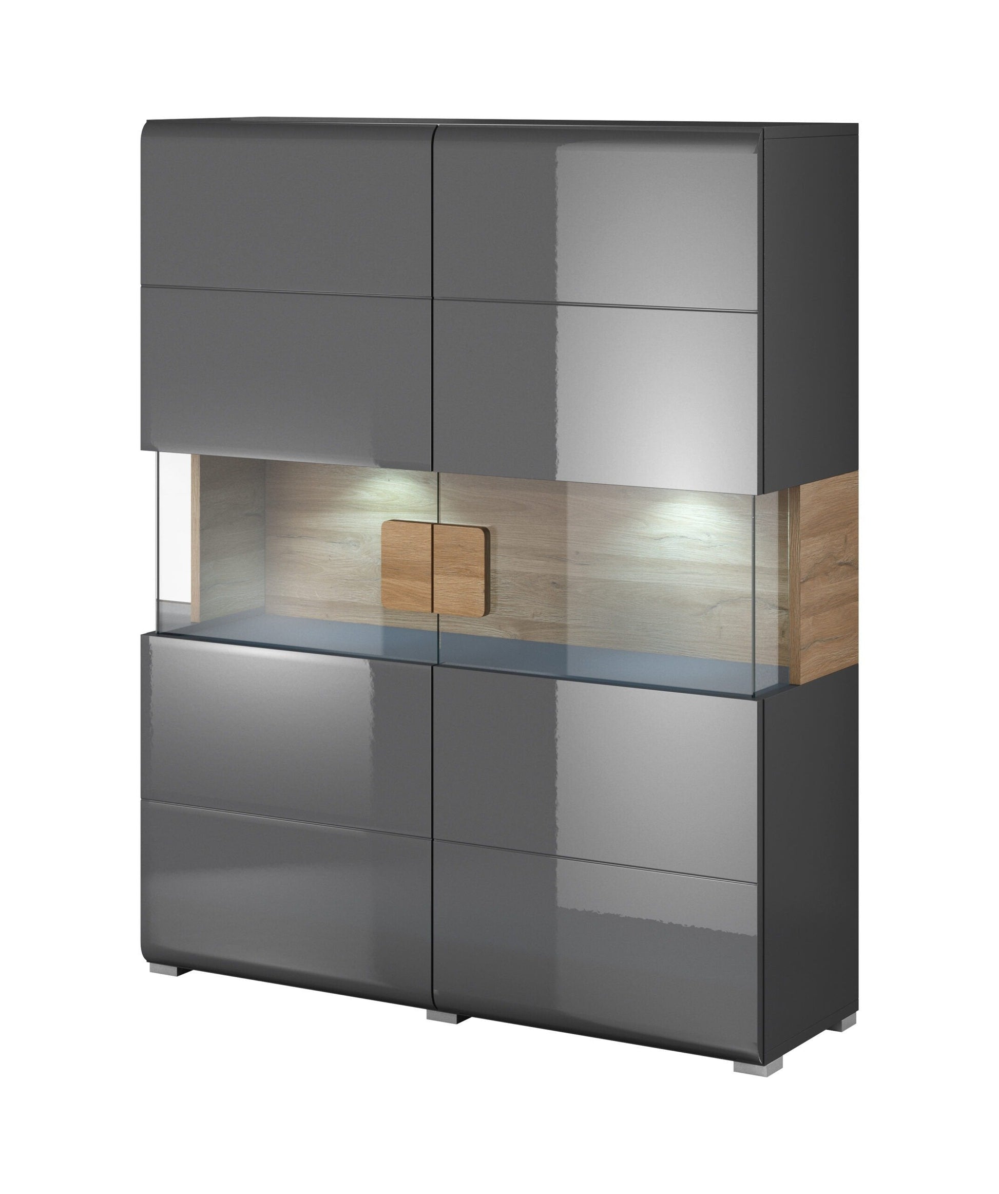 Toledo 42 Sideboard Display Cabinet Grey Gloss Living Room Display Cabinet 