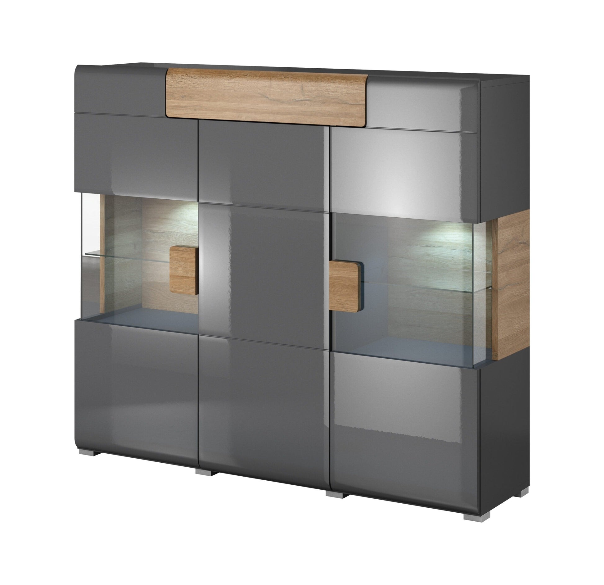 Toledo 46 Sideboard Display Cabinet Grey Gloss Living Sideboard Cabinet 