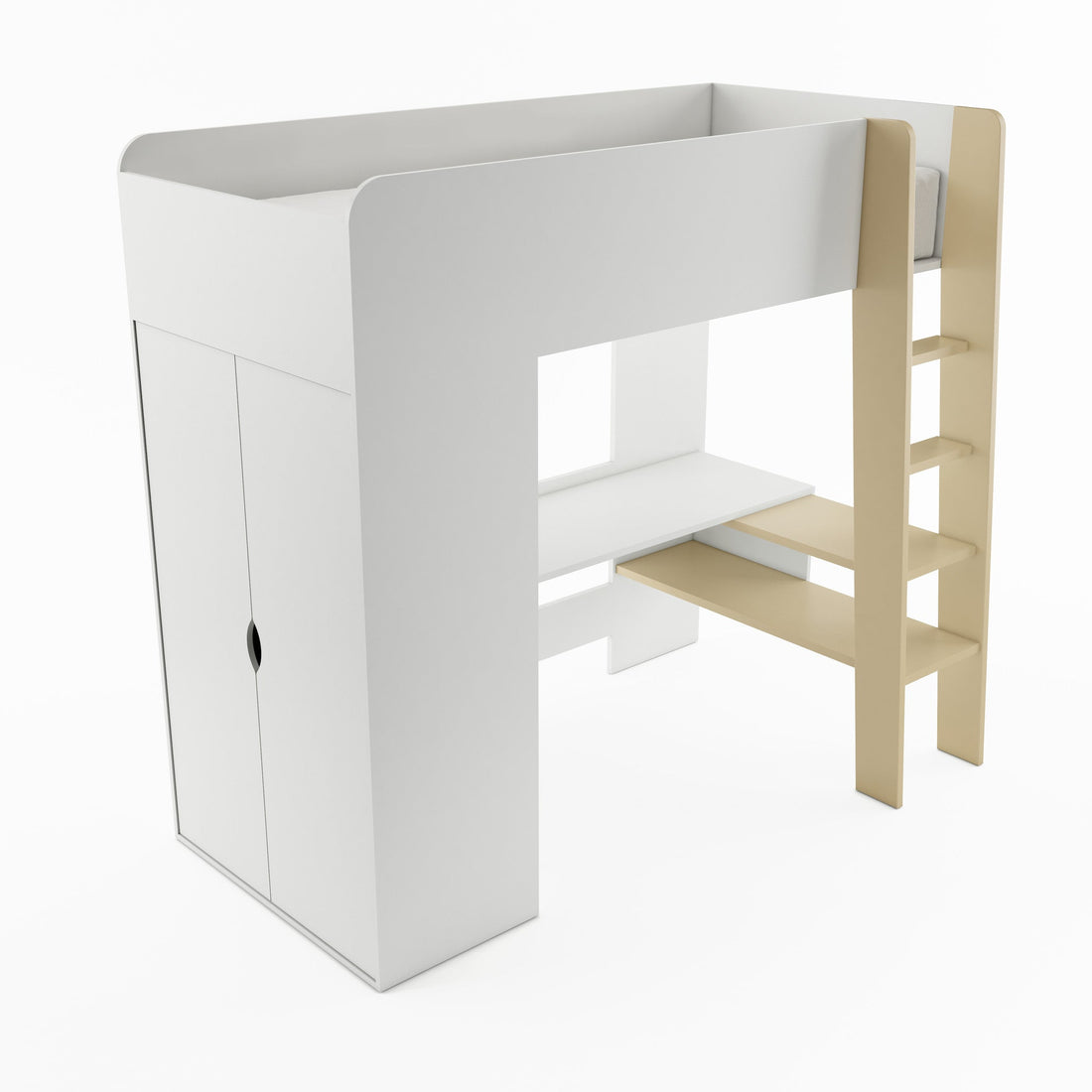 Tom TM-01 Bunk Bed with Computer Desk and Wardrobe - £558.0 - Kids Cabin Bed 