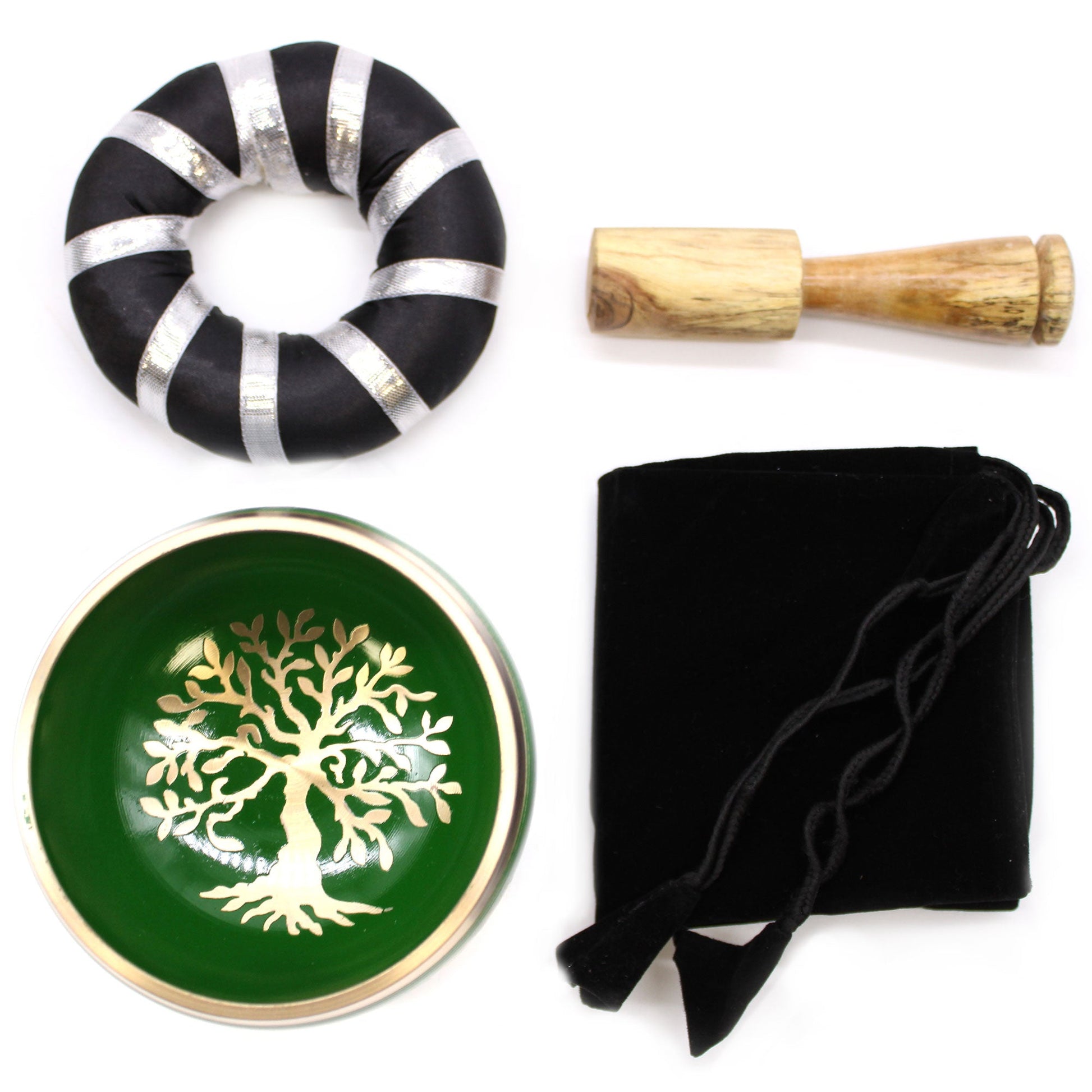 Tree of Life Singing Bowl Set- Green 10.7cm-