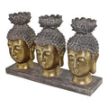 Triple Candle Holder, Buddha Design-Candle Holders & Plates