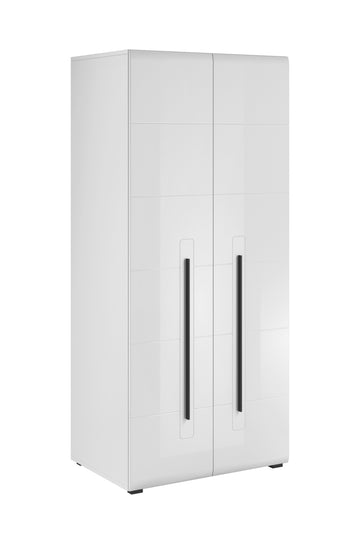 Tulsa 18 - 2 Door Wardrobe 90cm White Gloss Hinged Door Wardrobe 