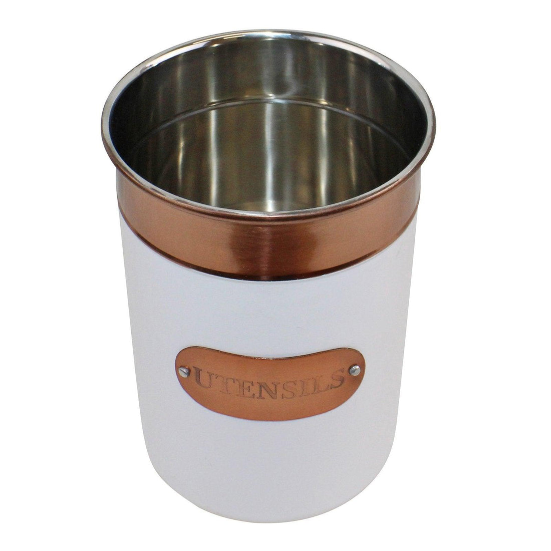 Utensils Holder, Copper & White Metal Design - £20.99 - Kitchen Storage 