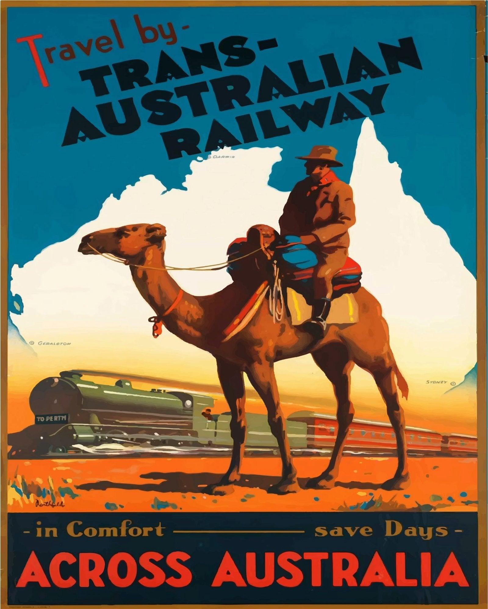 Vintage Metal Sign - Retro Advertising - Trans Australian Railway-Retro Advertising