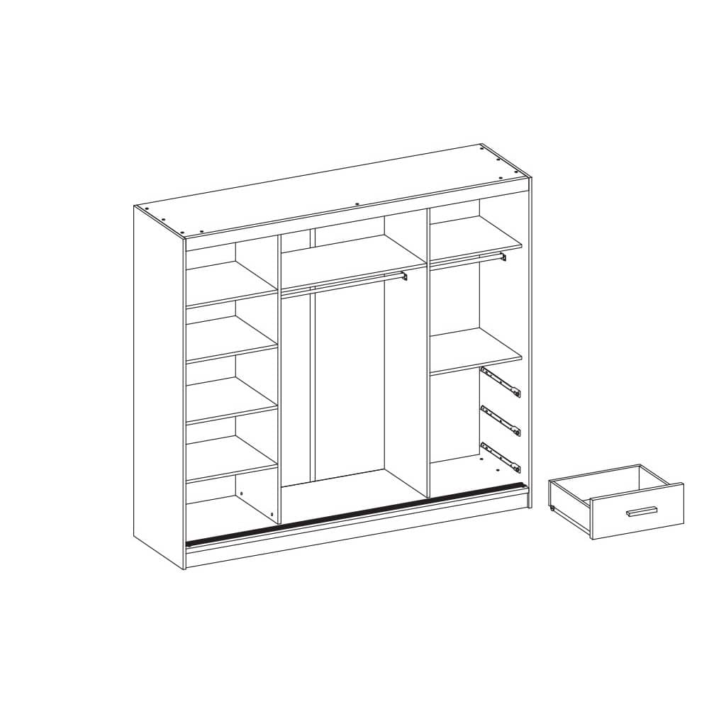 Wenecja Sliding Door Wardrobe 203cm-Sliding Door Wardrobe