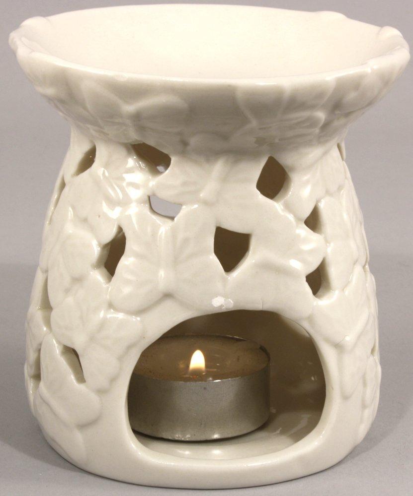 White Embossed Butterfly Oil Burner - £15.99 - Diffusers & Oil Burners 