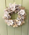 White Flowers & Pinecone Frosted Wreath - £49.99 - 