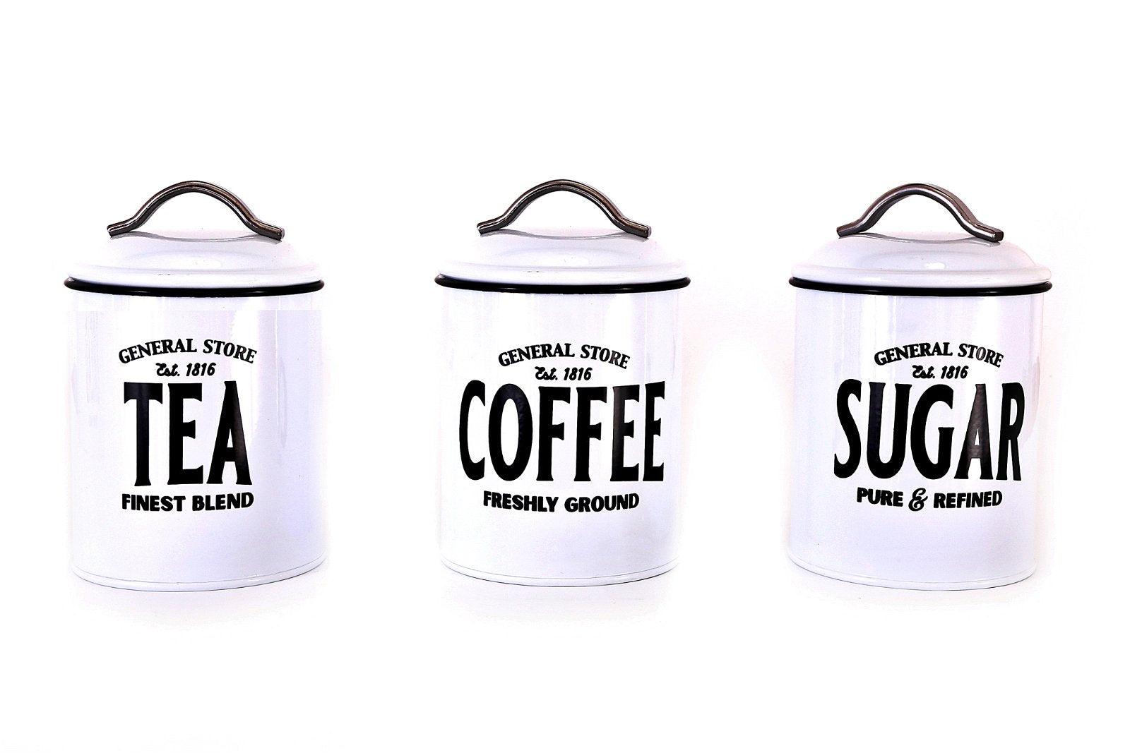 White General Store Tea, Coffee and Sugar Set-