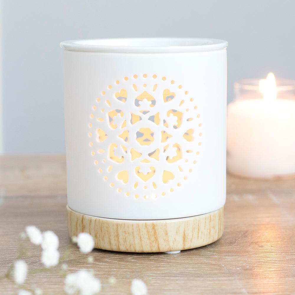 White Mandala Cut Out Oil Burner-Oil Burners