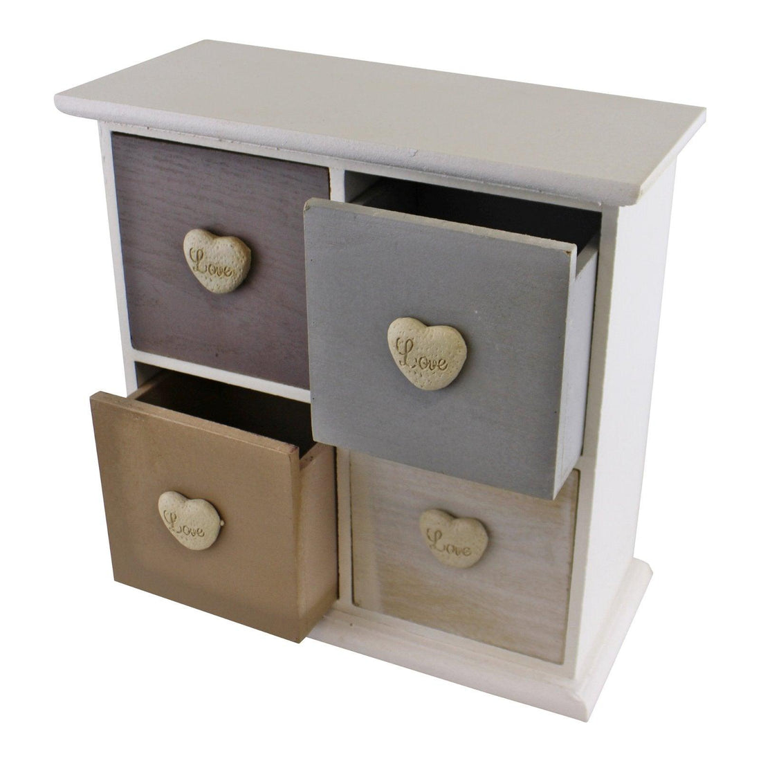 White & Neutral Coloured Love Heart Trinket Drawers - £38.99 - Trinket Drawers 