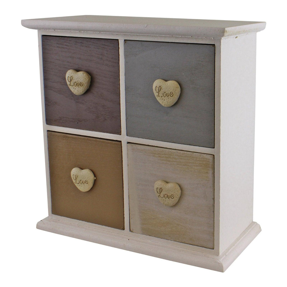 White & Neutral Coloured Love Heart Trinket Drawers - £38.99 - Trinket Drawers 