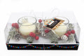White Set Of 2 Candle Pots With Wreath-Christmas Candles & Fragrance