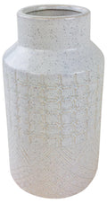 White Star Textured Stoneware Vase 30cm-Planters, Vases & Plant Stands