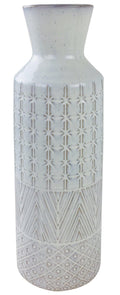 White Star Textured Stoneware Vase 44cm-Planters, Vases & Plant Stands