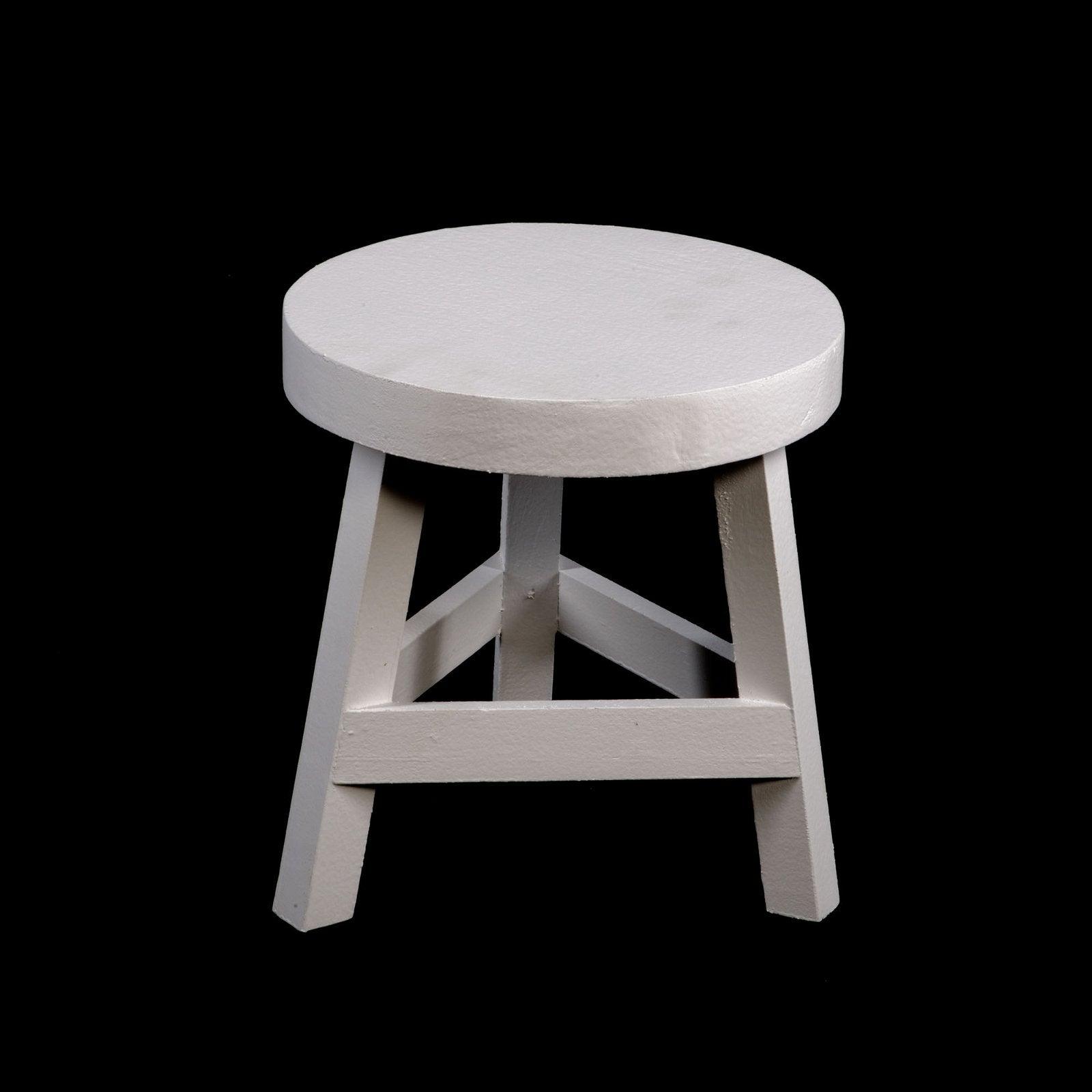 White Three Legged Stool Standing at 23 cm High-Stools